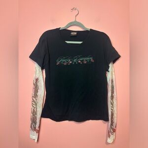 Vintage Y2K Harley Davidson Rose LongSleeve T-shirt